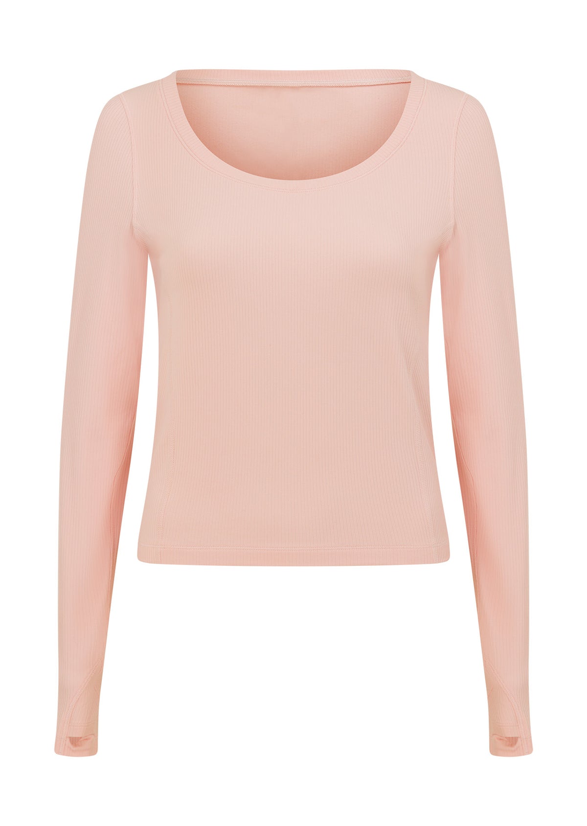 Lorna Jane Train Warmer Long Sleeve Rib Top - Pale Peony
