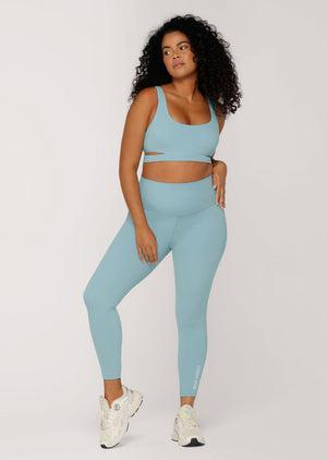 Lorna Jane Hi-Fold Lotus No Chafe Aloe Vera Ankle Biter Leggings - Voyage Blue