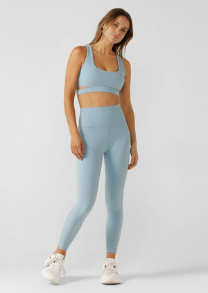 Lorna Jane Hi-Fold Lotus No Chafe Aloe Vera Ankle Biter Leggings - Voyage Blue