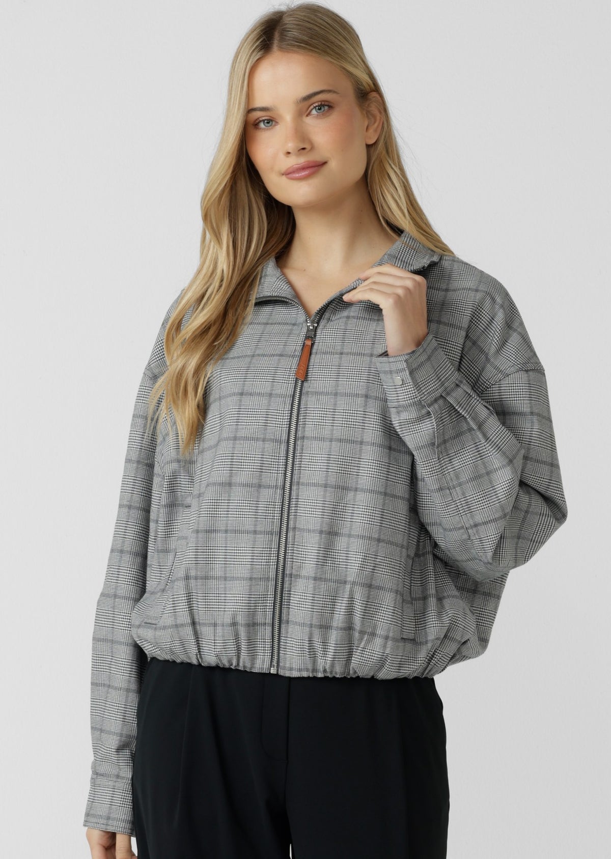 Lorna Jane Studio Jacket - Grey Mini Check