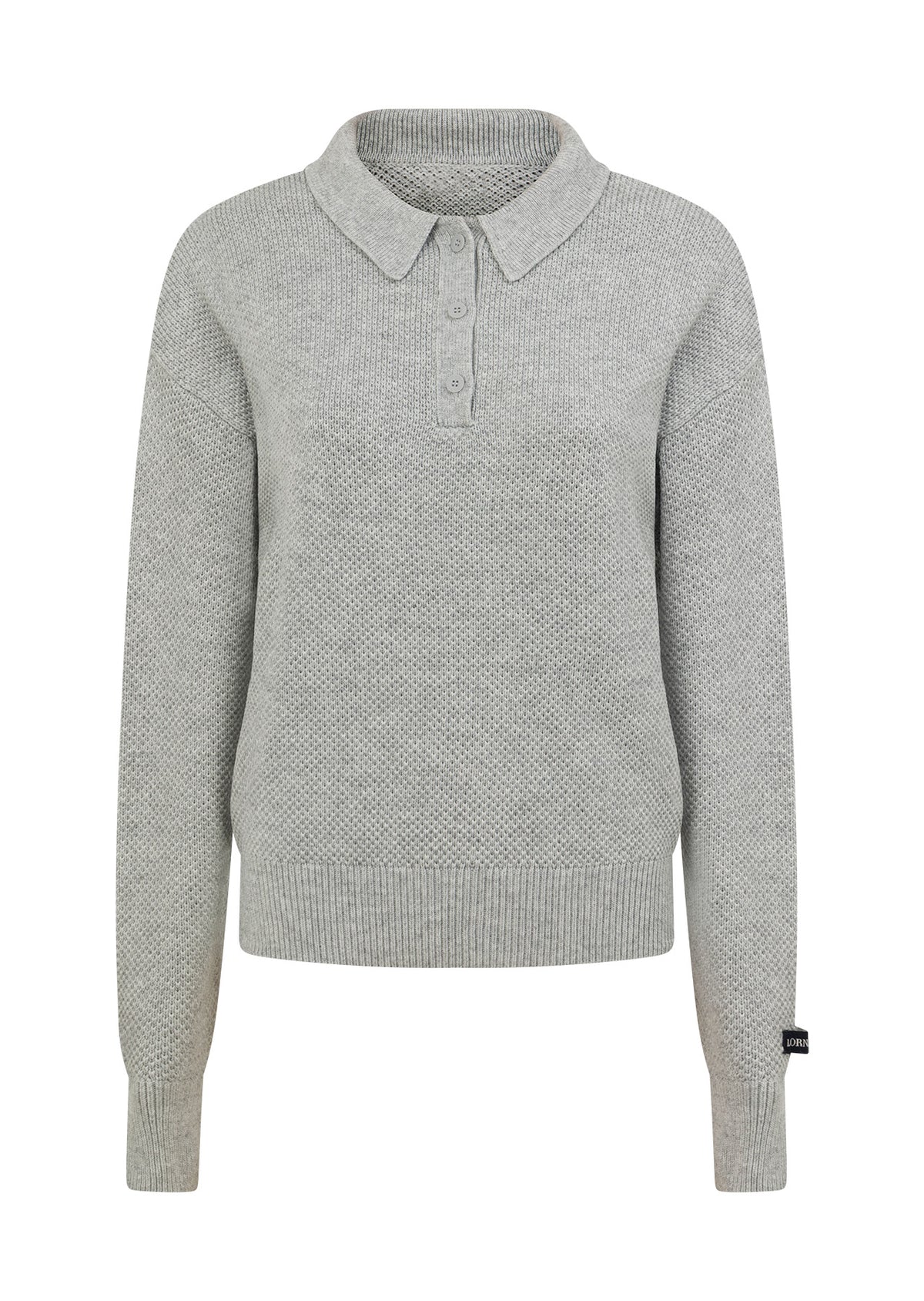 Lorna Jane Feeling Fine Knit Polo Top - Grey Marl