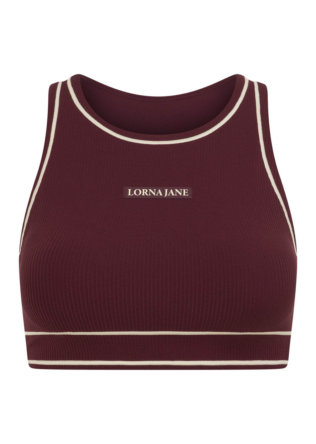 Lorna Jane All Star Luxe Rib Sports Bra - Plum Red