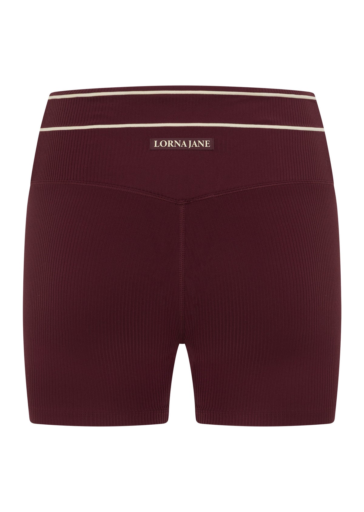 Lorna Jane All Star Luxe Rib 12cm Bike Shorts - Plum Red