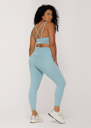 Lorna Jane Hi-Fold Lotus No Chafe Aloe Vera Ankle Biter Leggings - Voyage Blue