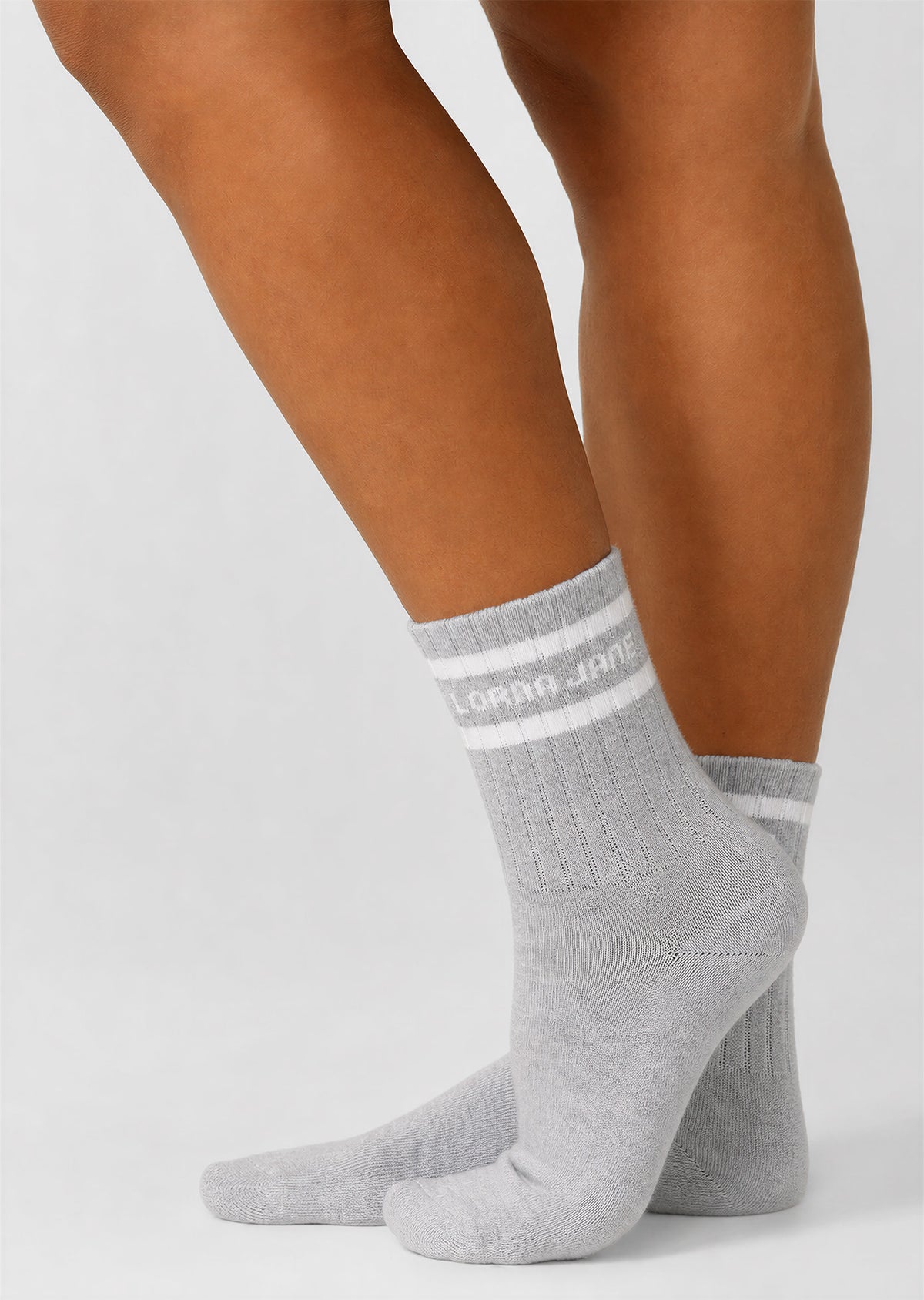 Lorna Jane Sporty Crew Socks - Grey Marl & Porcelain