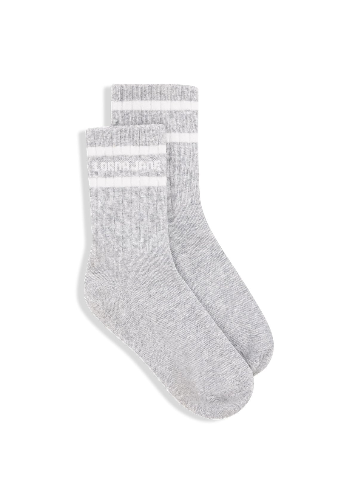 Lorna Jane Sporty Crew Socks - Grey Marl & Porcelain