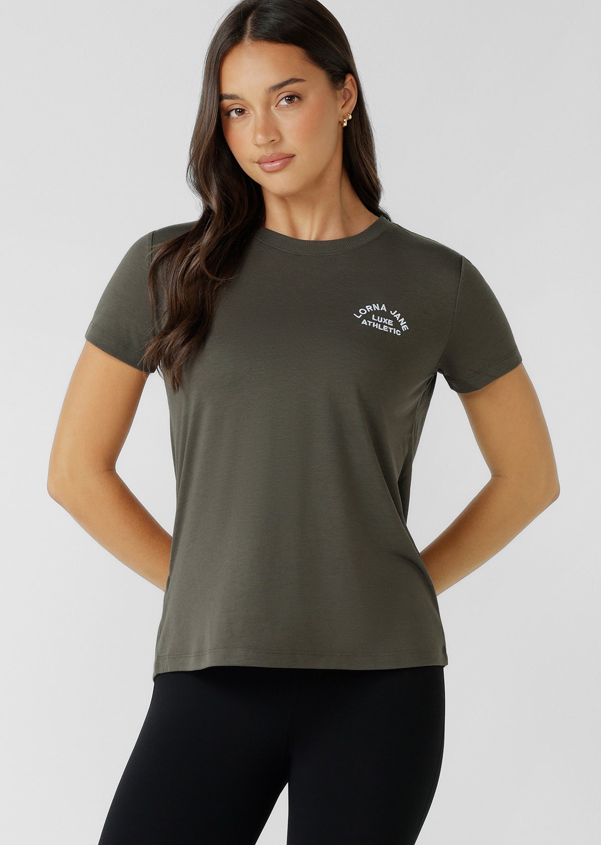 Lorna Jane Lotus T-Shirt - Dark Khaki Haze