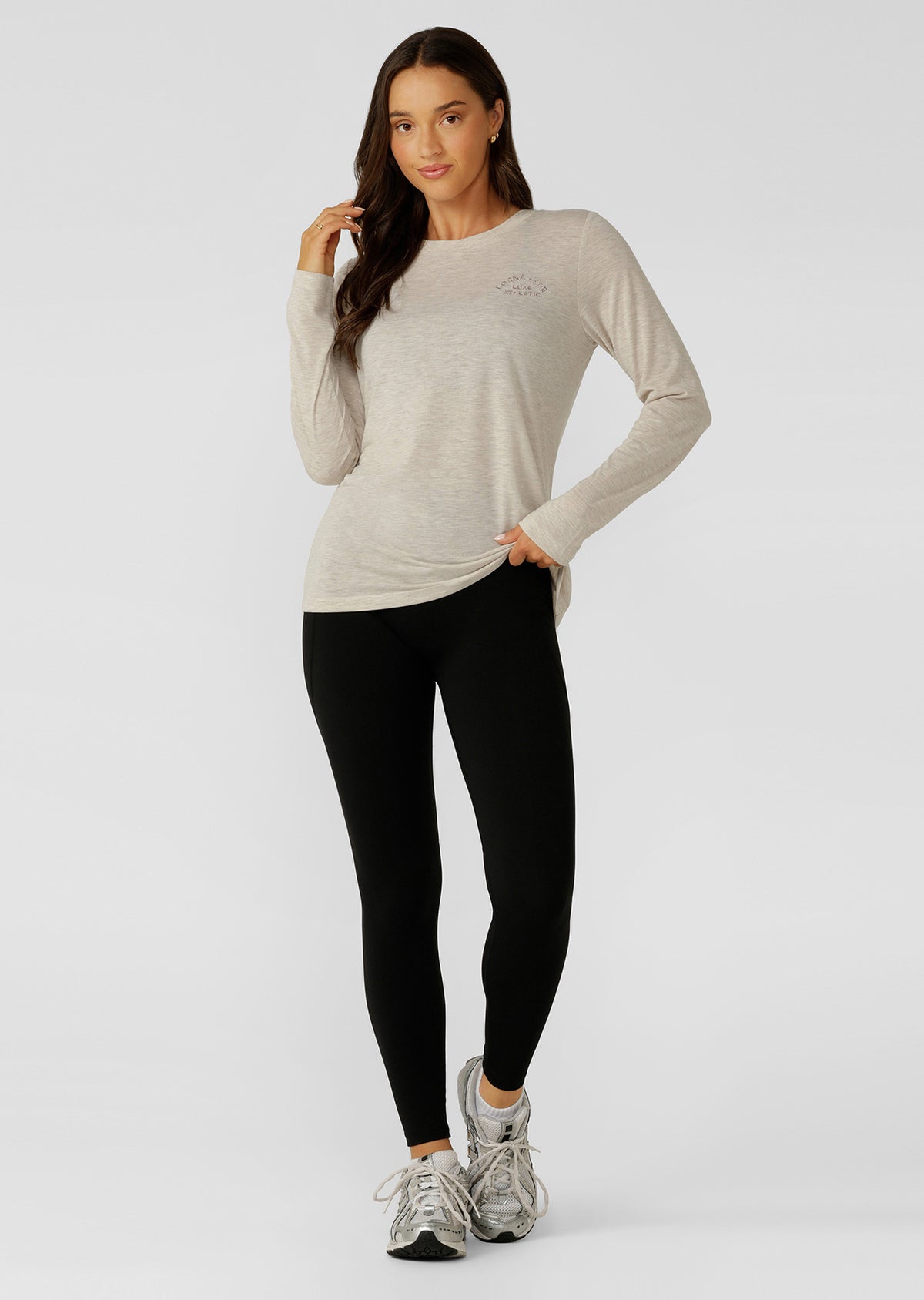 Lorna Jane Lotus Long Sleeve Top - Oat Marl