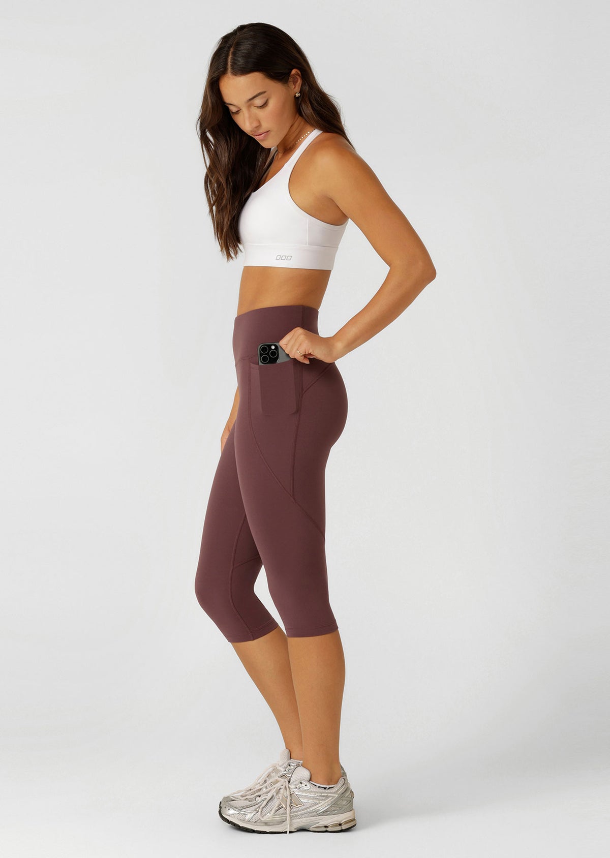 Lorna Jane Amy Phone Pocket 3/4 Tech Leggings - Amethyst Shadow