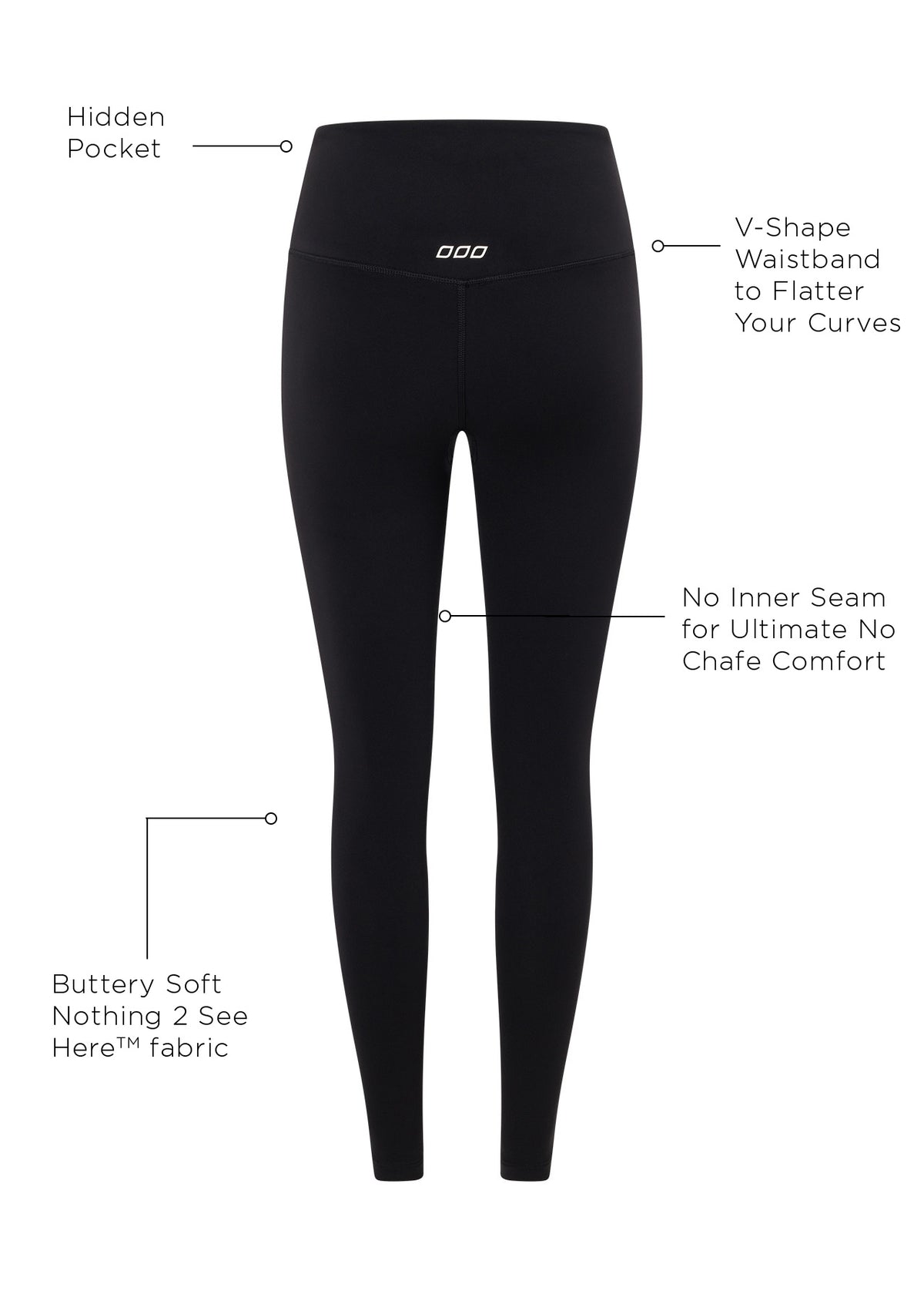 Lorna Jane Lotus No Chafe Full Length Leggings - Black