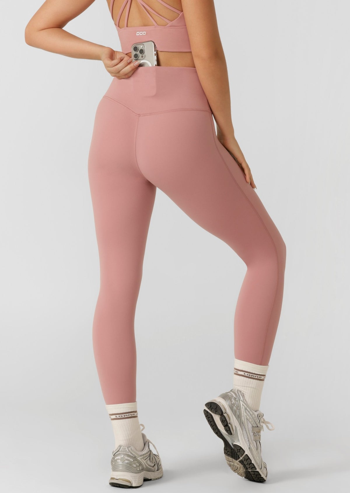 Lorna Jane Lotus No Chafe Phone Pocket Ankle Biter Leggings - Wild Rose