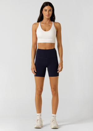 Lorna Jane Lotus No Chafe Phone Pocket 16cm Bike Shorts - French Navy