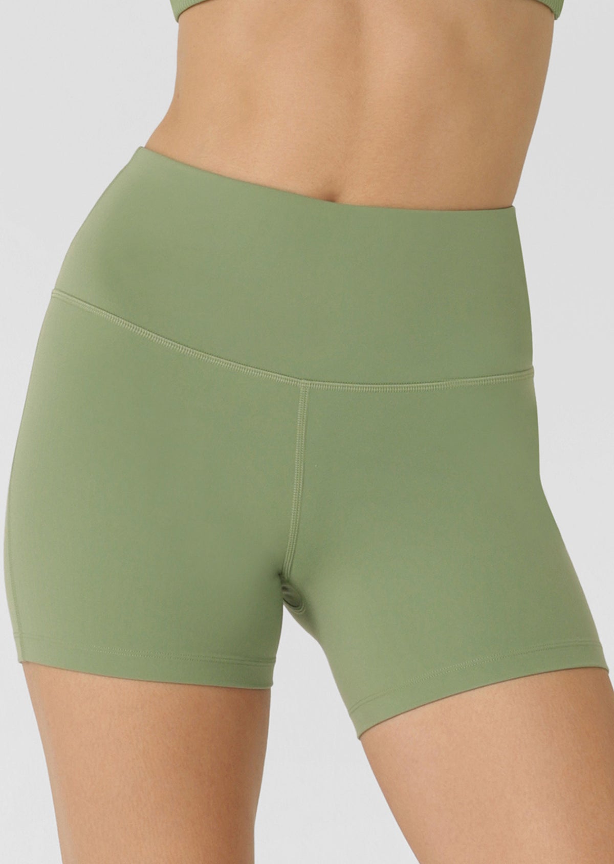 Lorna Jane Lotus No Chafe Phone Pocket 12cm Bike Shorts - Green Goodness