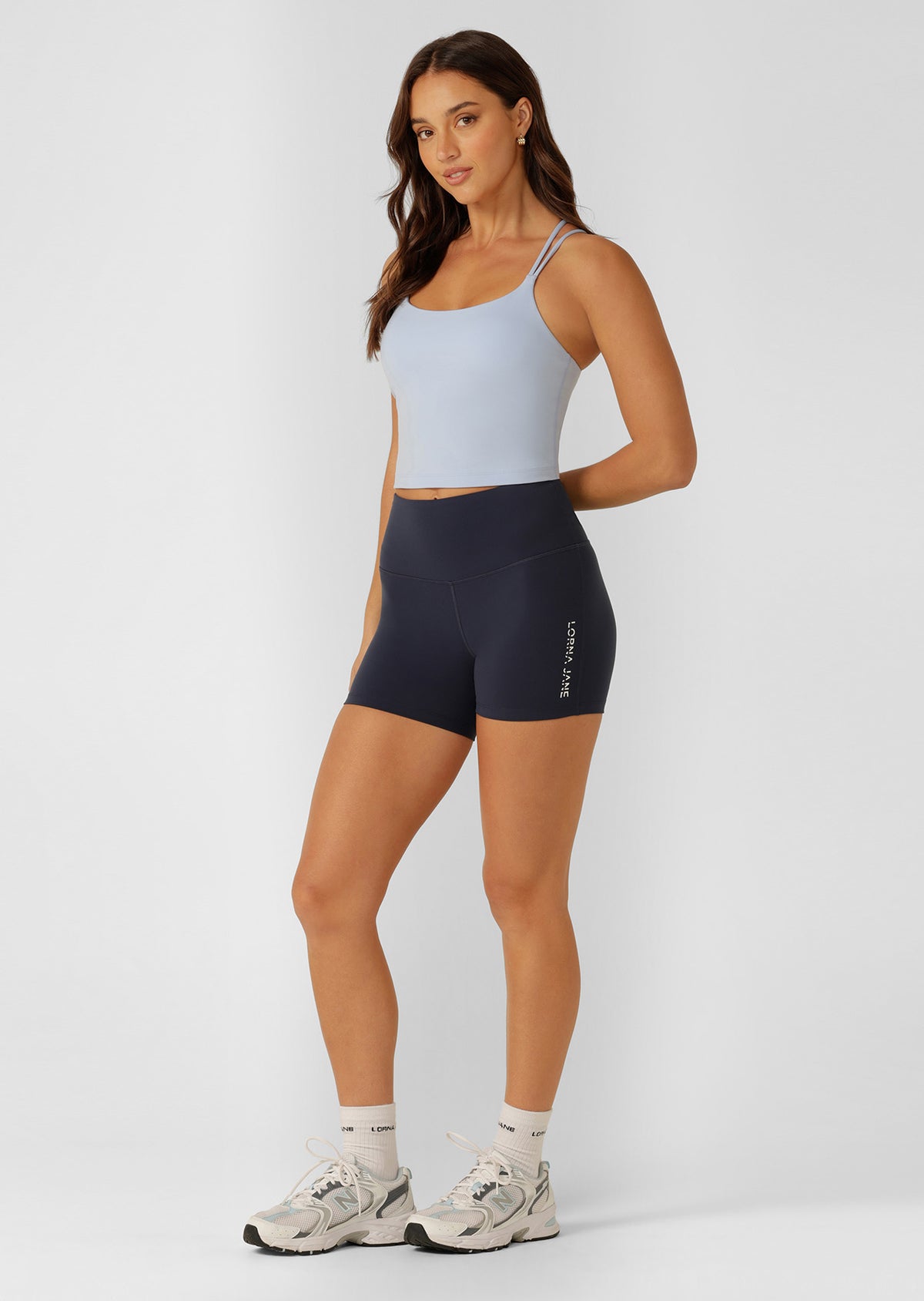 Lorna Jane Lotus No Chafe Phone Pocket 12cm Bike Shorts - Platinum Navy
